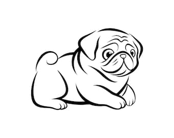 Pug SVG PNG: Design minimalista para recorte em Cricut e Silhouette