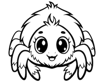 Aranha fofa em SVG e PNG: Design minimalista para recorte em Cricut e Silhouette.