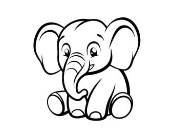 Elefante fofo em SVG e PNG: Design minimalista para recorte em Cricut e Silhouette.