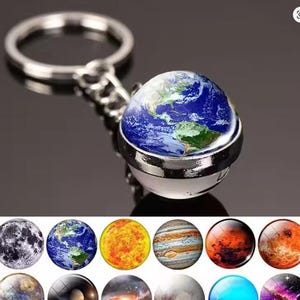 Llavero del sistema solar que brilla en la oscuridad, llavero con bola de cristal de nebulosa, accesorio para amantes del espacio.