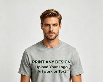 Custom Cotton T-Shirt, Upload Your Design, Front Back Print Tee