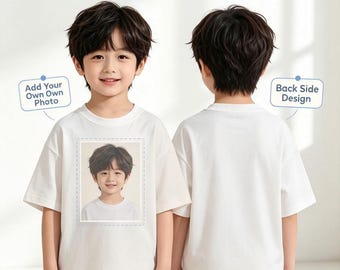 Custom Photo Kids T-Shirt, Front & Back Print, Personalized Family Pet Tee