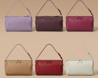 Borsa a mano in pelle anni '90: piccola borsa tote retrò, borsa a tracolla classica