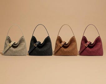 Borsa a tracolla in vera pelle intrecciata a mano: borsa a tracolla minimalista intrecciata