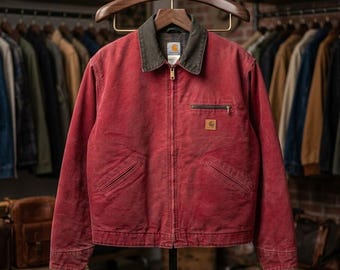 Carhartt J97 Detroit Jacket Red Vintage Workwear Canvas Coat Unisex Streetwear Outerwear Jacket