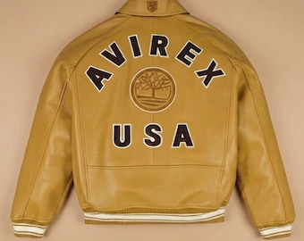 Timberland Avirex Jacket Leather Bomber Streetwear Varsity Flight Jacket Men Premium Quality