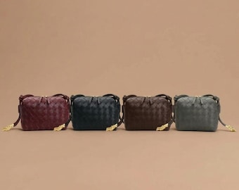 Borsa a tracolla in vera pelle intrecciata a mano: borsa tote artigianale intrecciata