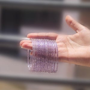Light Purple Glass Bangle Set, Amethyst Bridal Churiya, Pakistani Style Bangles