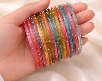 Multicolor Kashmiri Glass Bangles, Colorful Bridal Churiya, Indian Wedding Jewelry, Festive Gift for Women