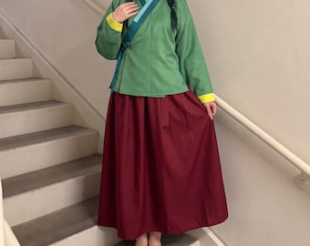 Halloween Costume for Women, Anime Cosplay Outfit for Comic Con, Korean Hanbok Dress Gift for Her, Traditional Wrap Jacket Skirt Set