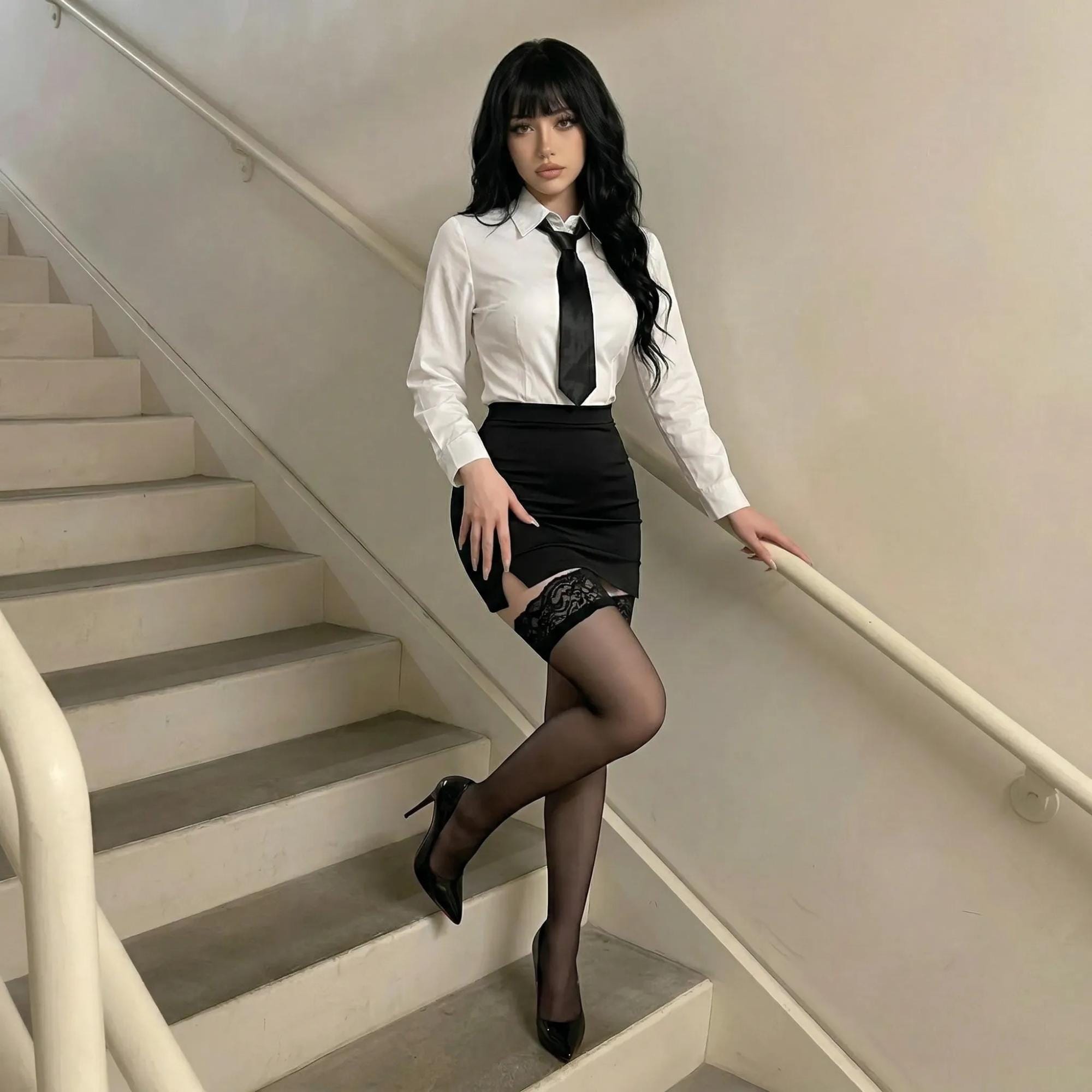 sexy fishnet stockings Sexy Secretary Lingerie – LuxeSecret