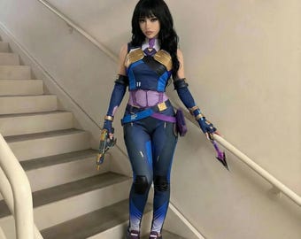 Valorant Neon Cosplay Costume for Women, Neon Bodysuit Outfit Set, Video Game Cosplay Costume, Halloween Cosplay Gift for Gamer Girl