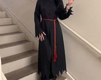 Black Wizard Robe Costume for Adults, Halloween Costume for Men and Women, Gothic Reaper Outfit for Party, Cosplay Gift for Kpop Fans