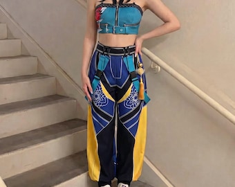 Zoey Cosplay Costume for Women, Halter Crop Top and Wide Leg Set, Halloween Cosplay Gift for Her, Comic Con Costume