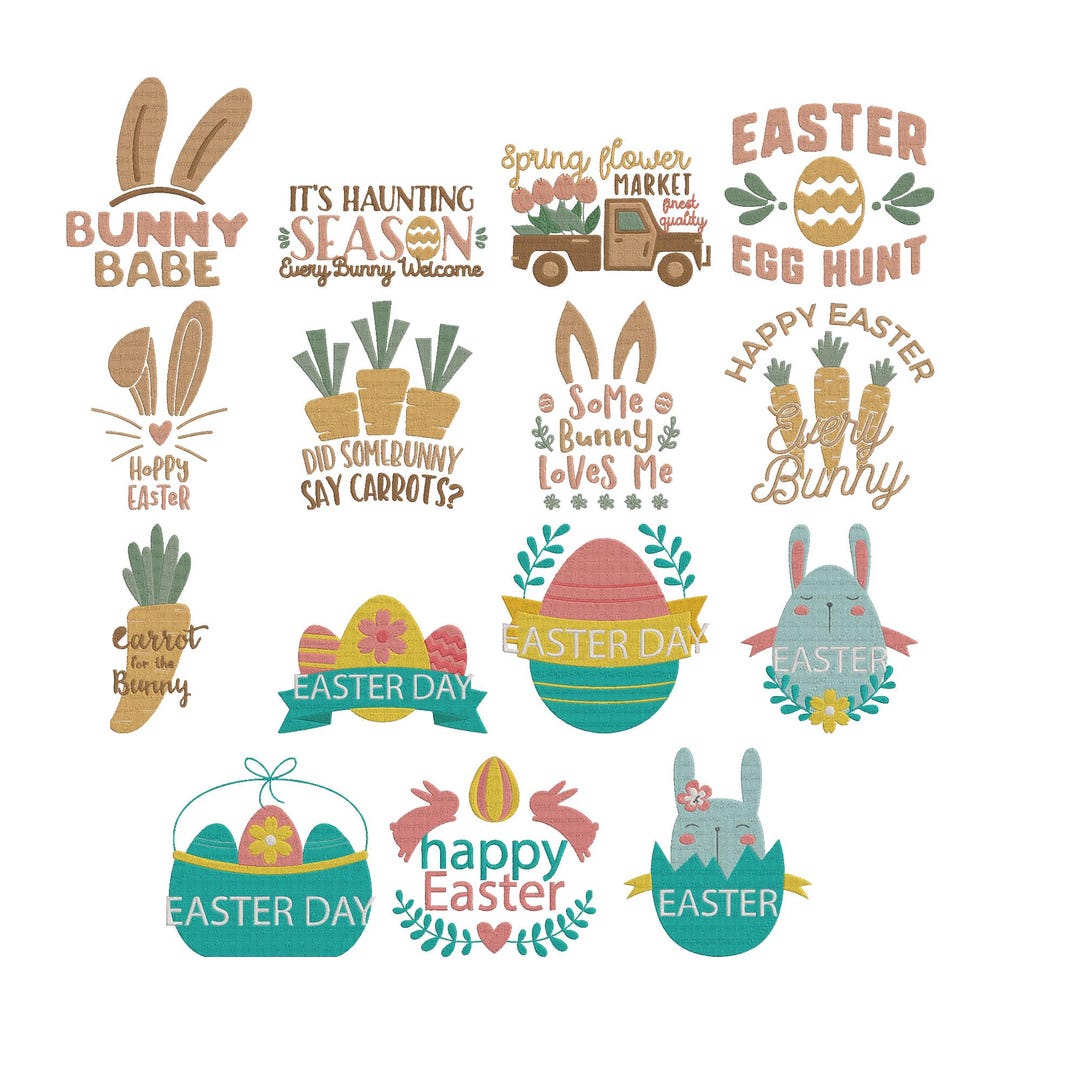 Easter Bunny Machine Embroidery Designs, Spring Egg Hunt Quotes ...