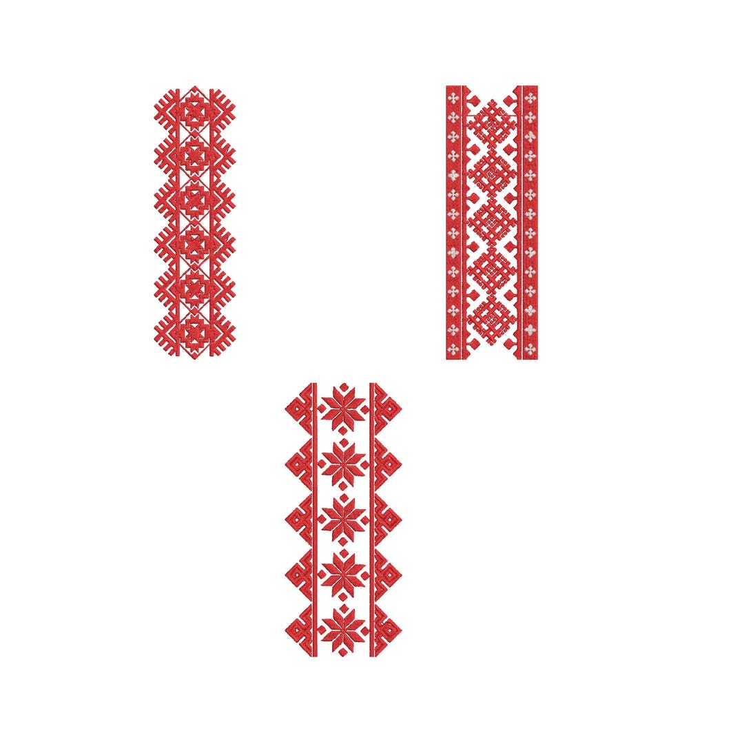 Red Border Embroidery Designs Set, Ethnic Floral Borders, Machine ...