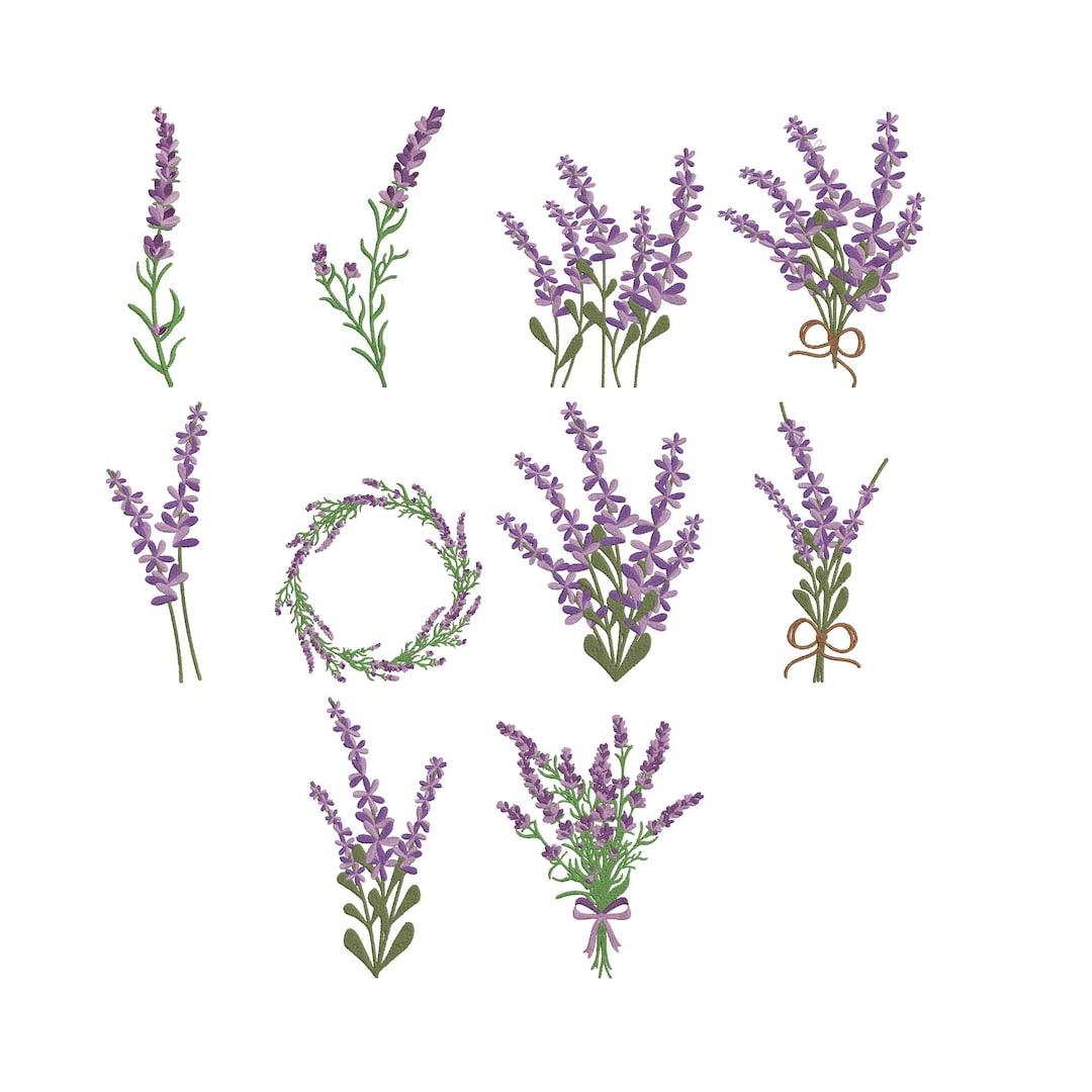 Lavender Embroidery Design Bundle, Floral Botanical Art, Flower Machine ...