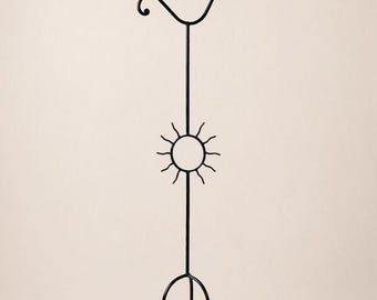 Vintage Curled Iron Sun Candelabra, Holds 2 Pillar Candles, 56" tall