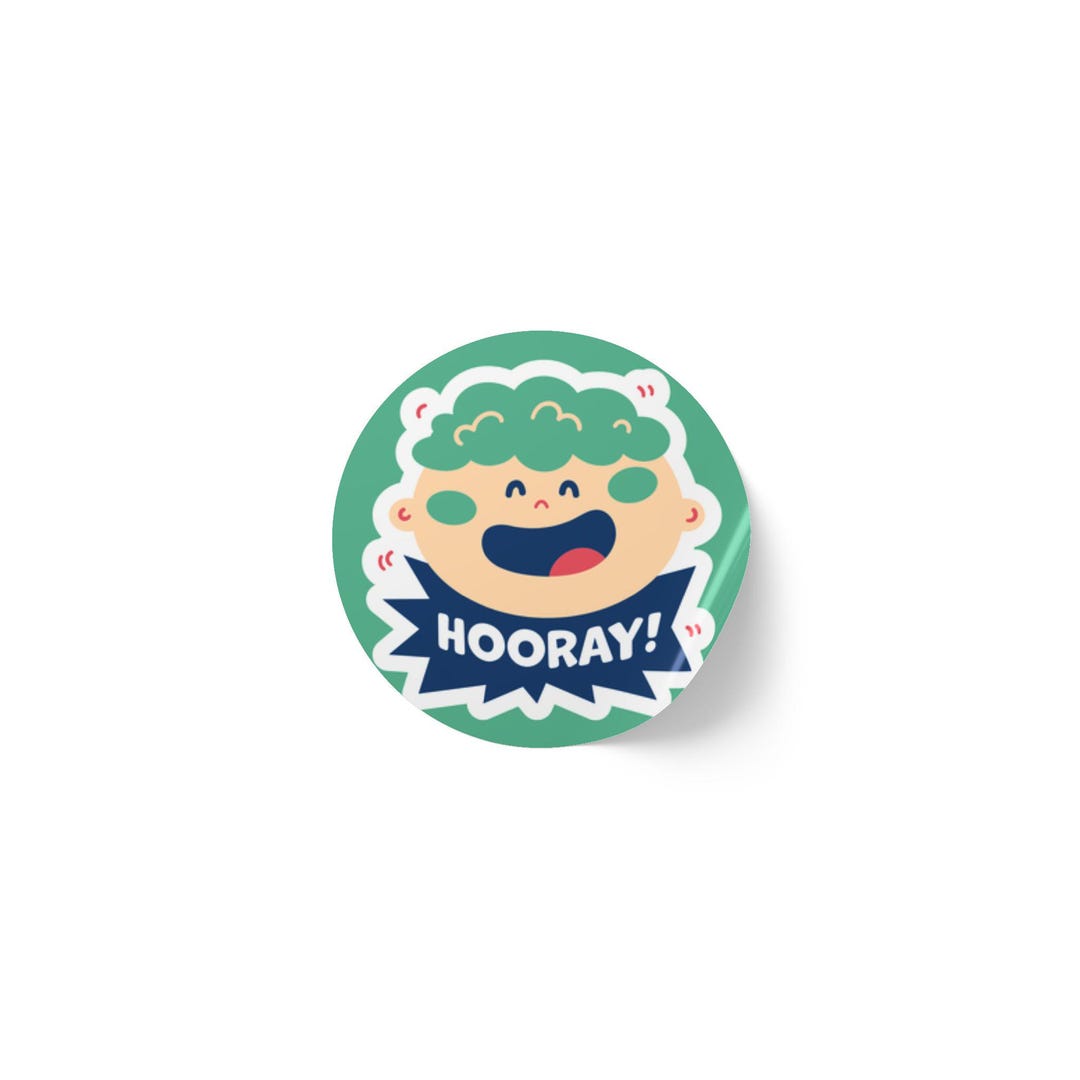 Hooray Smiling Kid Sticker Roll | Round Sticker Label Rolls - Etsy