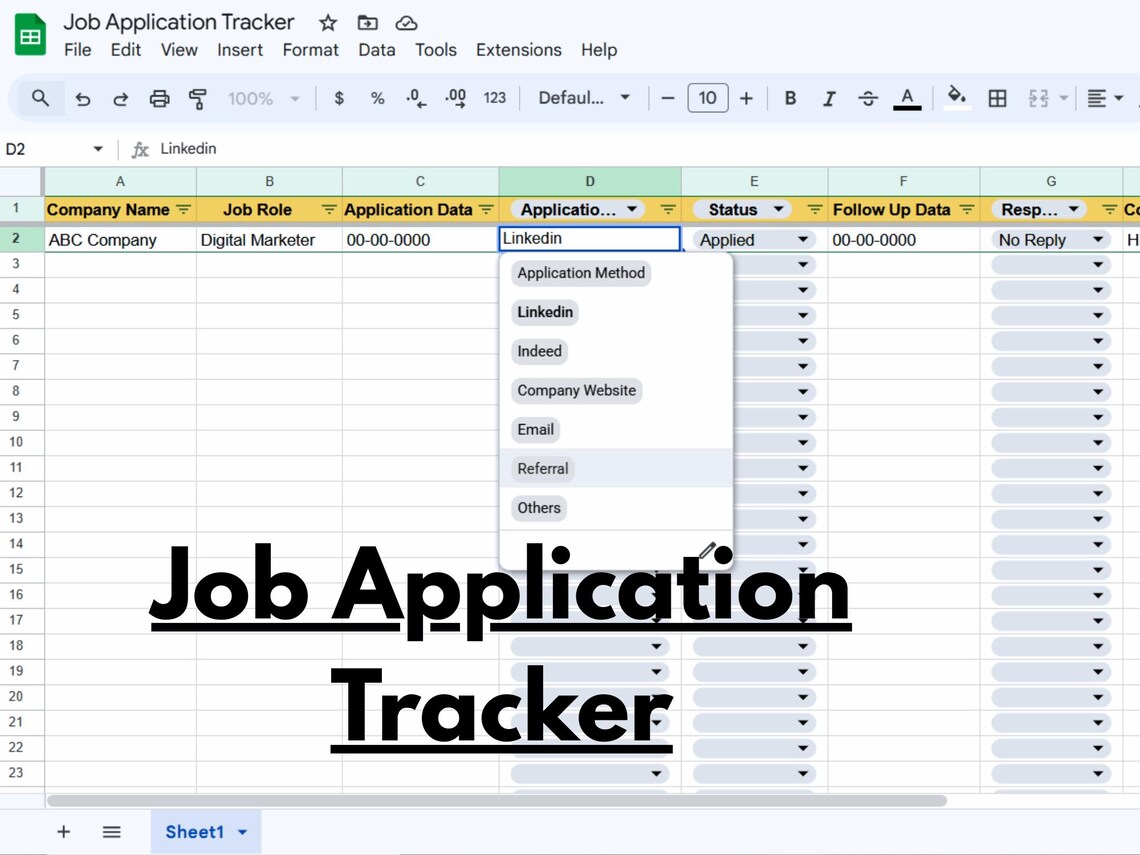 Job Application Tracker Excel Spreadsheet | Job Search Organizer ...