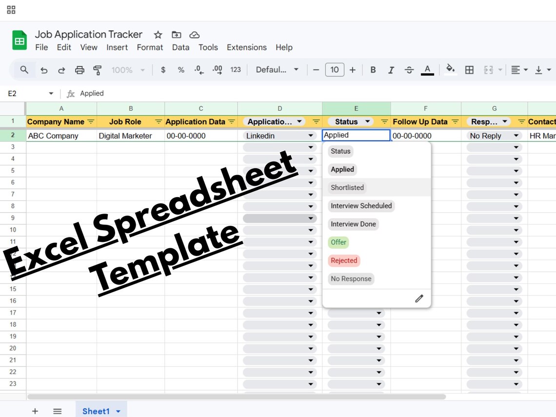 Job Application Tracker Excel Spreadsheet | Job Search Organizer ...