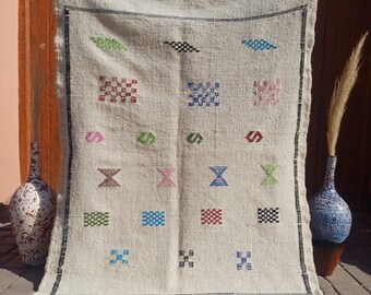 Alfombra de mano marroquí, kilim bereber, alfombra de área de lana