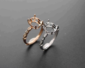 163-429143-429 Solid Sterling Silver or 14kt White or Yellow Gold 9x7 Oval blank Swirl Side Set Ring setting Size 7