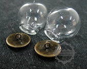 6pcs round vintage style bronze bulb vial glass bottle with 20mm open mouth DIY pendant charm supplies 1810424