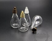 6pcs 18x24mm clear galss water drop shape bottle vial pendant charm wish pendant with silver,gold,bronze metal loop 1800258