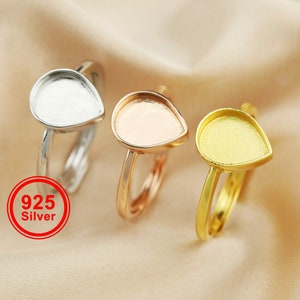 Keepsake Breast Milk Resin Pear Bezel Ring Settings Star Solid 925 Sterling Silver Rose Gold Plated DIY Adjustable Ring 1294333