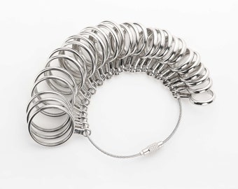 Metal Alloy Ring Sizer,US Size 0-15,Finger Gauge,27 PCS Finger Band Sizing,Ring Sizing Tool,Ring Measurement Tool with Half Size 1507057