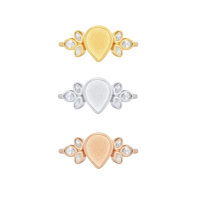 6x8mm Mother Milk Resin Pear Bezel Ring Settings,leaf Solid Back 925 ...