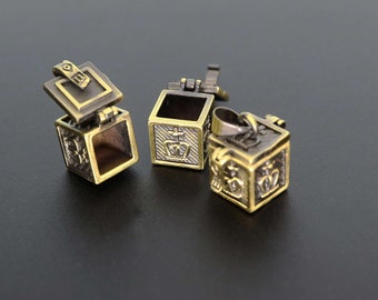 5Pcs 11MM Vintage Style Antiqued Bronze Brass Wish Vial Pendant Prayer Box Charm DIY Jewelry Supplies 1161040