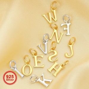 Charme de letra inicial de 6-7mm, pingente de prata esterlina 925 sólida, pingente de alfabeto simples, pingente de nome personalizado DIY 1431174