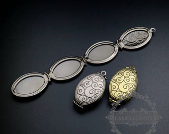 5pcs 20x30mm antiqued silver,bronze plated brass wave engraved vintage style oval photo locket pendant charm DIY 1121048