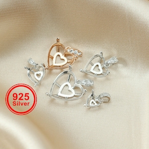 1Pcs 5-15MM Setting Rose Gold 925 Sterling Silver Heart Bezel for Sharp Back Crystal Gems Stone DIY Prong Pendant Charm Settings 1431035