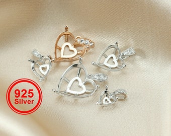 1Pcs 5-15MM Einstellung Rose Gold 925 Sterling Silber Herz Lünette für Sharp Zurück Kristall Edelsteine Stein DIY Prong Anhänger Charm Einstellungen 1431035