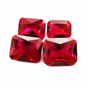 1Pcs Lab Created Radiant Cut Rectangle Ruby July Birthstone Red Faceted Loose Gemstone DIY Jewelry Supplies 4170019
