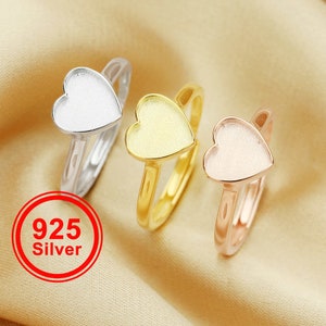 8MM Andenken Brustmilch Harz Herz Lünette Ring Einstellungen, solide 925 Sterling Silber Rose vergoldet Ring, Hohe Lünette stapelbar Ring 1294597