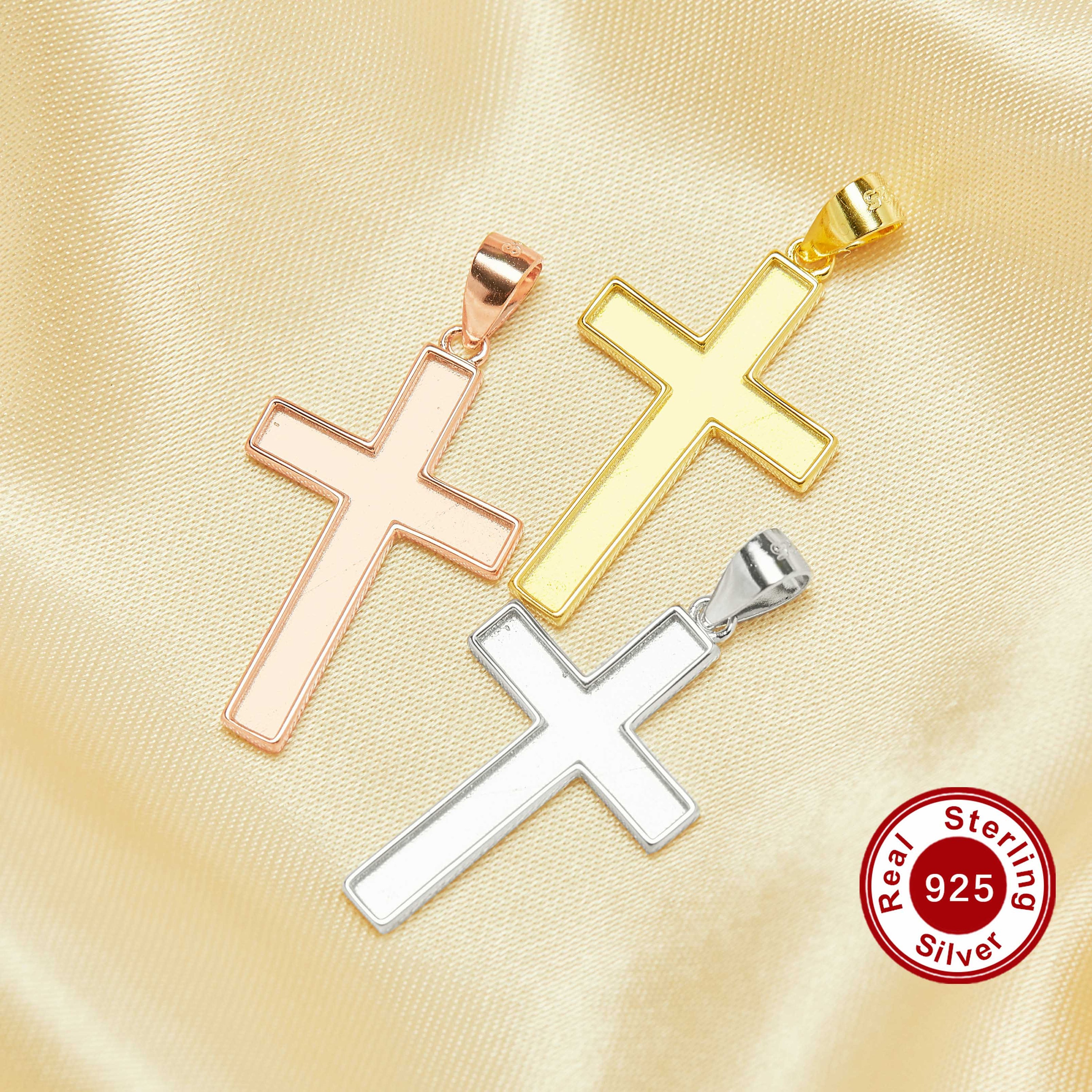 Keepsake Mother Milk Resin Solid Back Cross Pendant Bezel Settings