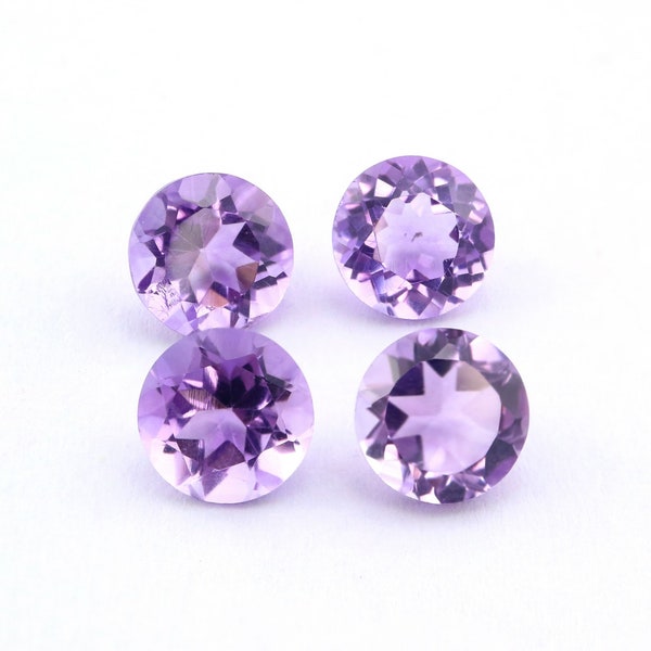 Round Purple Amethyst February Birthstone Faceted Cut Loose Gemstone Nature Semi Precious Stone DIY Jewelry Supplies 4110169