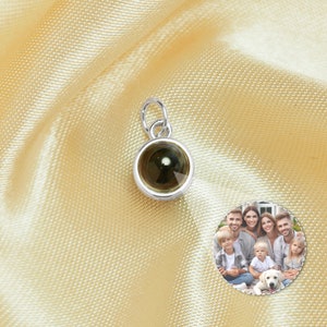 Keepsake Minimalist Personalized Projection Round Pendant,Solid 925 Sterling Silver Round Charm,Custom Photo Memorial Photo Jewelry  1431270
