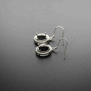 1Pair Multiple Size Oval Bezel Solid 925 Sterling Silver DIY Prong Hook Earrings Settings Bezel 1702197 image 6