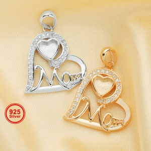 5MM Bezel Keepsake Breast Milk Resin Heart Pendant Settings,Solid 925 Sterling Silver Pendant,Mom Pendant,Jewelry Overall Size 18MM 1431223