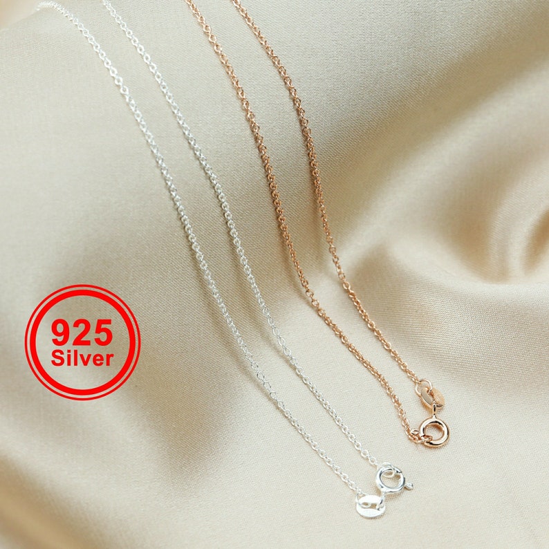 Anillo redondo Simple de 16-18 pulgadas, cadena de collar de plata maciza de Ley 925, suministros de bricolaje 1320017 imagen 1