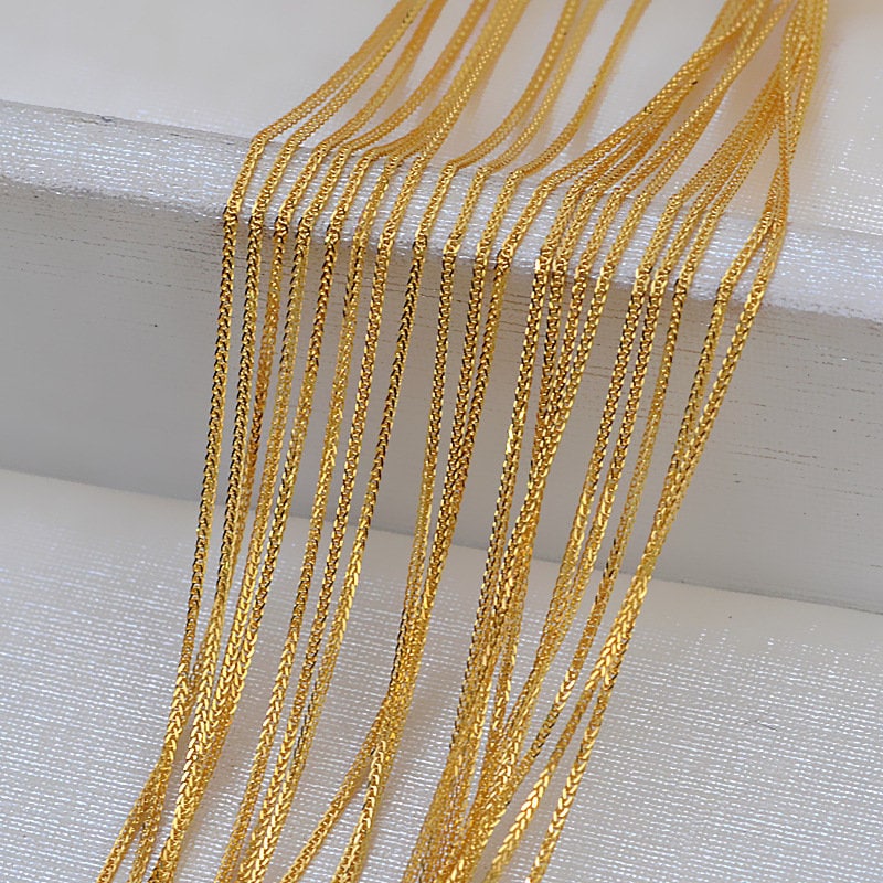0.7MM Solid 18K Yellow Gold Necklace,au750 Necklace,18k Gold