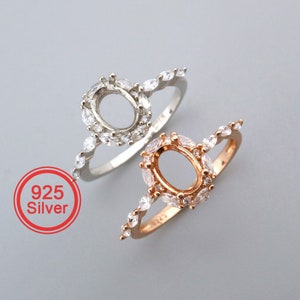 5x7MM Oval Prong Ring Settings Solid 925 Sterling Silver Rose Gold Plated Vintage Style Set Size DIY Ring Bezel for Gemstone Supplie 1224082