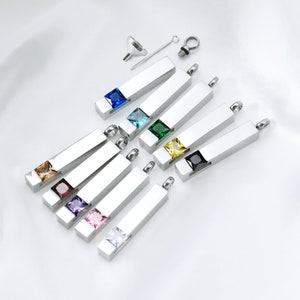 1Pcs Keepsake Ash Canister Cremation Urn Set Color CZ Stone Birthstone Stick Stainless Steel Wish Vial Pendant Prayer Box 6x38MM 1190037