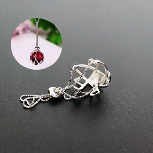 1Pcs 13-15MM Beads Basket Settings Solid 925 Sterling Silver Pendant Charm Supplies 1840352