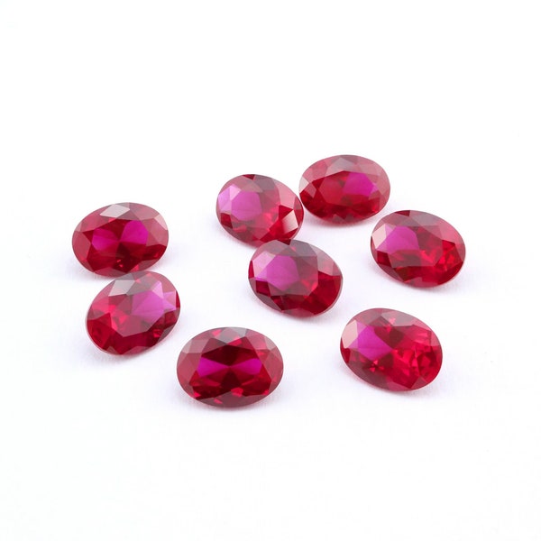 Lab Created Oval Ruby July Birthstone Red Faceted Loose Gemstone DIY Jewelry Supplies 4120126